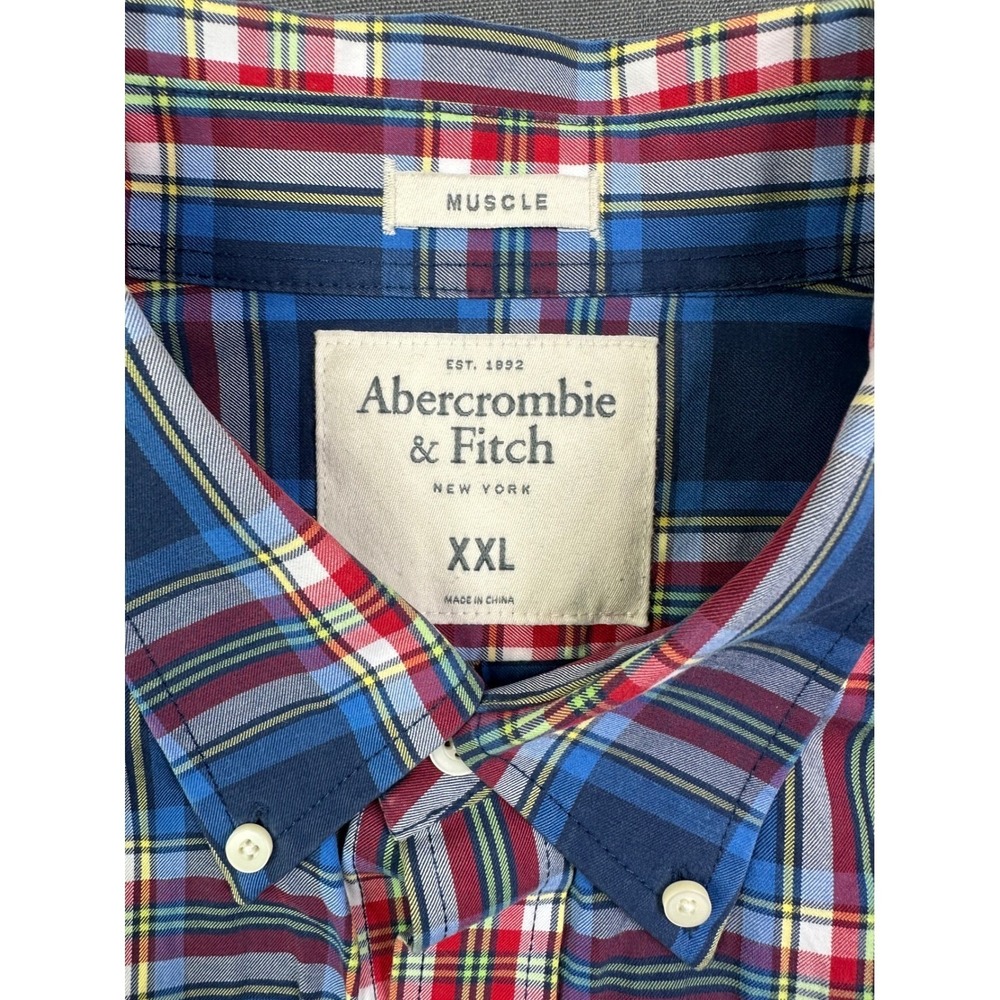 Abercrombie Fitch Mens Plaid Button Down Shirt Long Sleeve Casual‎ XXLarge